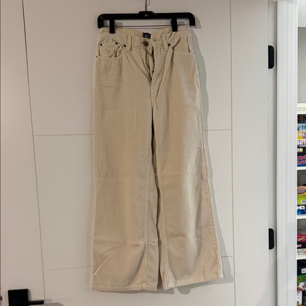 BDG Cream High Rise Wide Leg Corduroys